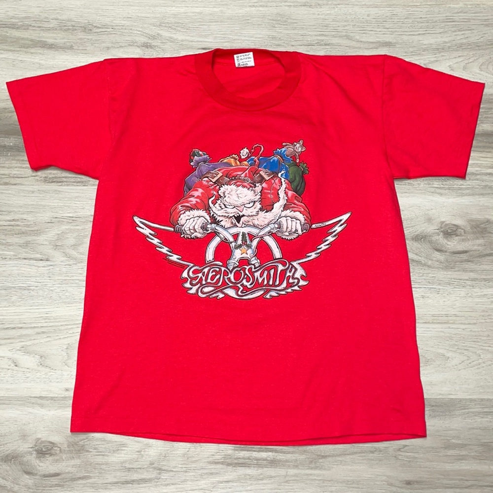 Vintage AEROSMITH 1994 Get A Grip RARE Christmas Double Sided Tour Band Tee